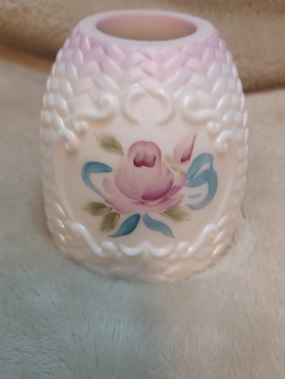 Fenton Hand Painted Rose Fairy Lamp (TOP ONLY )